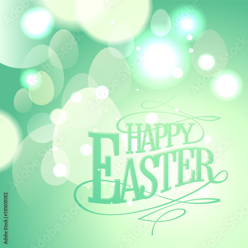 Easter lettering card with blurred lights background