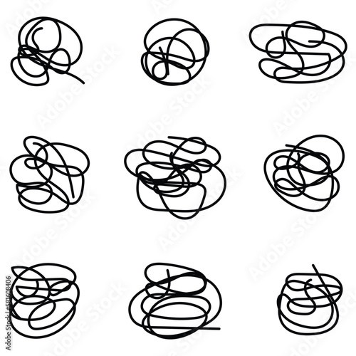 Set Of Nine Random Doodle Lines Vector