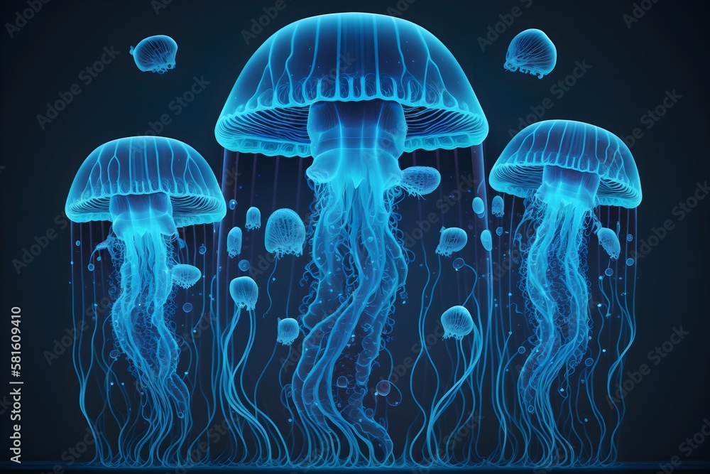 jellyfish in the blue jellyfish in the blue