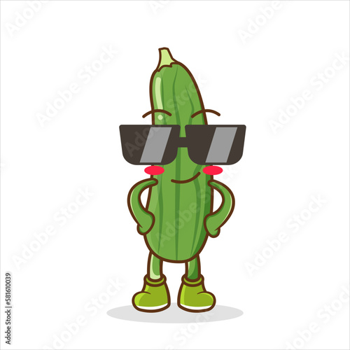 cool cartoon Cartoon cucumber wearing glasses illustration vector on white background