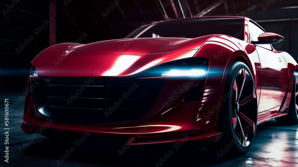 luxury red sport car wallpaper Generative AI