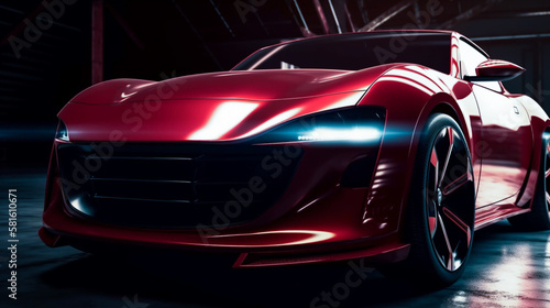 luxury red sport car wallpaper Generative AI © adel