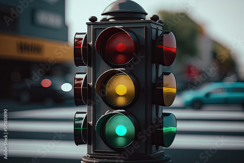 traffic light on the street created with Generative AI technology