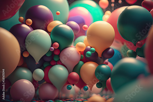 background with balloons created with Generative AI technology