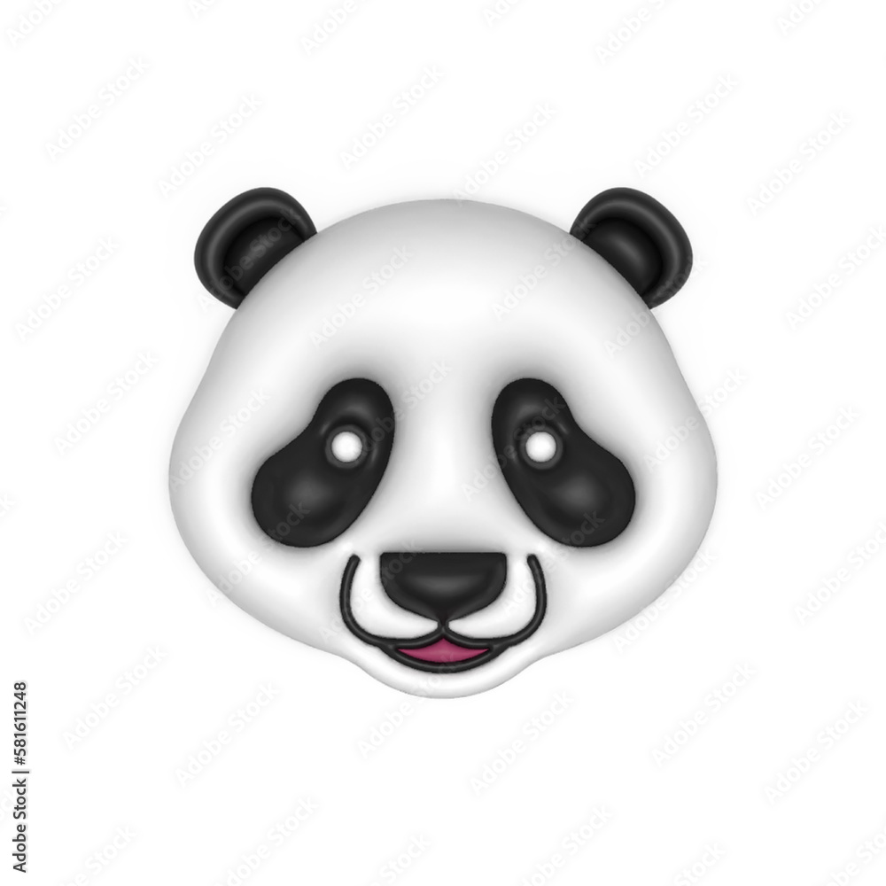 Fototapeta premium 3d cute panda face isolated on white background