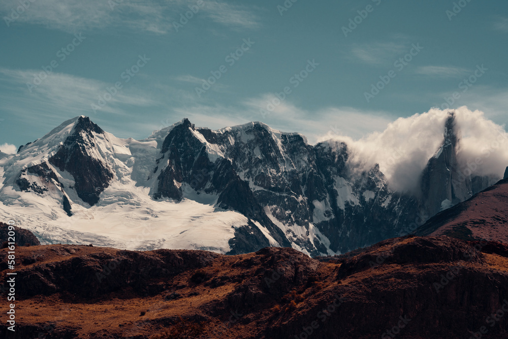 Snow Covered Mountain Range Landscape Shot