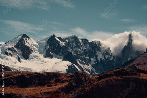 Snow Covered Mountain Range Landscape Shot