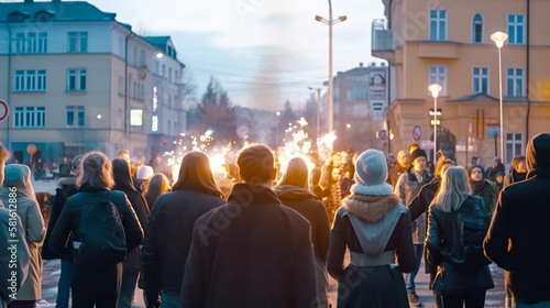 The Torch of Freedom, A Protest with People Carrying Torches, Generative AI