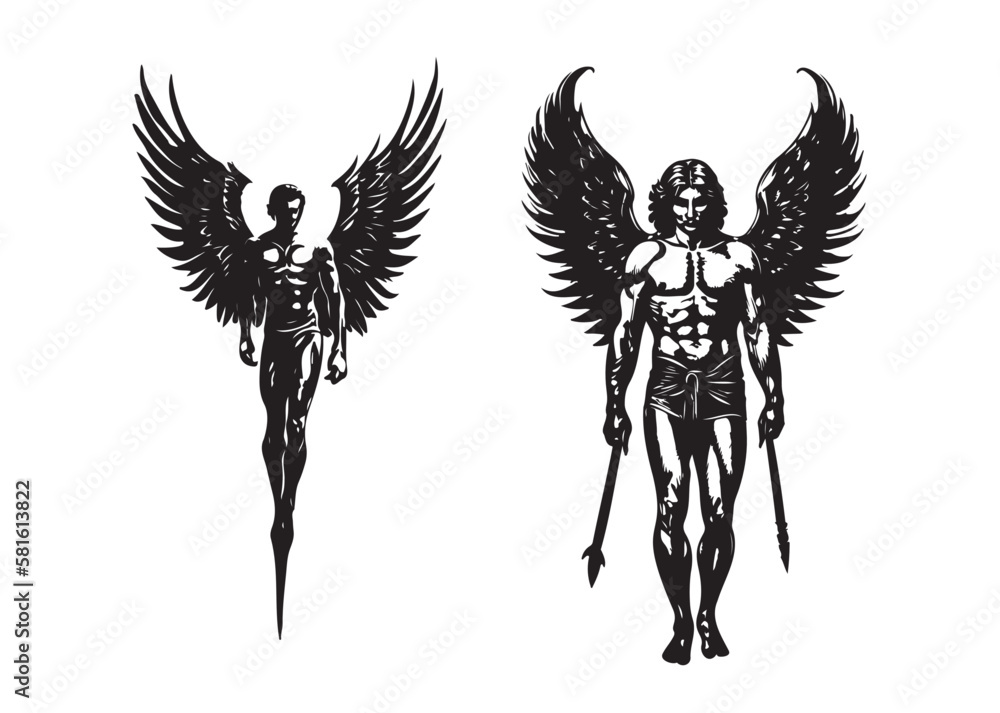 Transparent Angel Drawings, Angel Tattoo Designs, Two Angles Stock ...