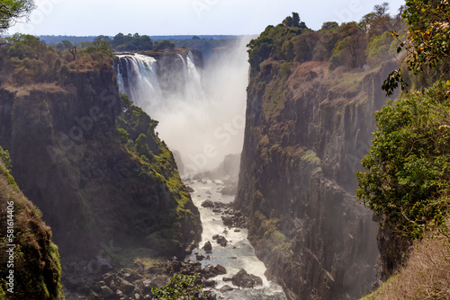 Victoria Falls  a beautiful waterfall and national landmark in Africa  is seen from the Zimbabwe side.