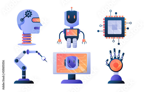 Wallpaper Mural Artificial intelligence icon set element design vector. AI technology and cyber elements. Futuristic technology service and communication artificial intelligence concept Torontodigital.ca