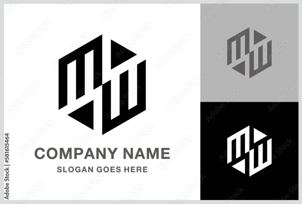 Monogram Letter MW Geometric Hexagon Business Company Stock Vector Logo Design Template Monogram Letter MW Geometric Hexagon Business Company Stock Vector Logo Design Template