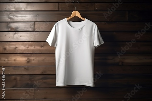 Blank t-shirt hanging in the room with Generative AI © YandiDesigns