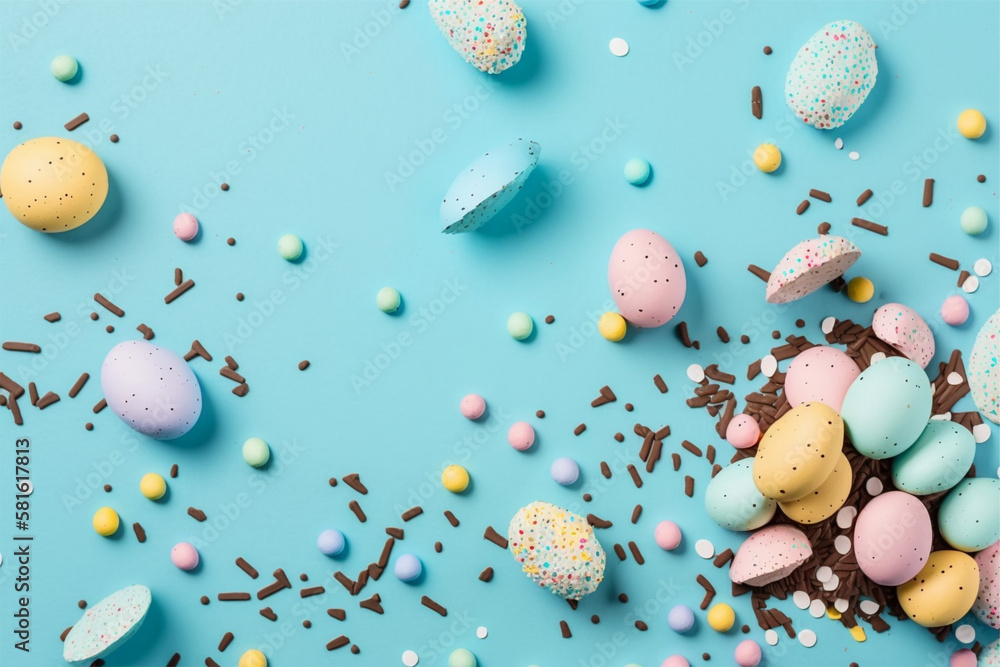 Easter concept. Top view photo of colorful easter eggs Easter concept. Top view photo of colorful easter eggs