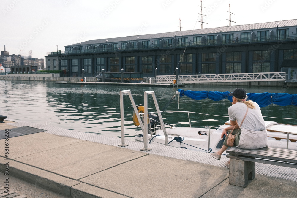 Fototapeta premium The woman at the dock