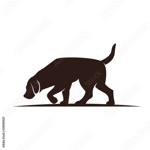 Dog Sniffing Silhouette Logo Design Vector