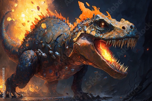 Brilliant Brilliance – Capturing the Bright and Fiery Aspect of Dinosaurs in Art Generative AI © pngking