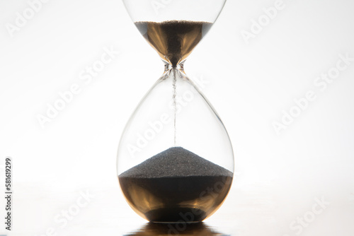 hourglass on a light background. time and minute measurement