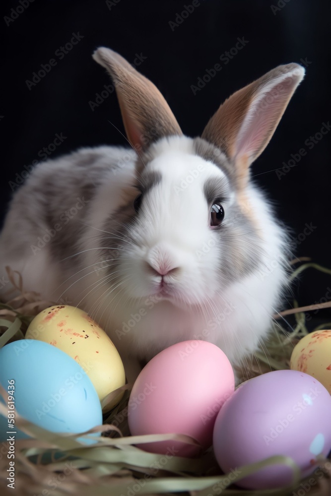 easter bunny and eggs, generative ai easter bunny and eggs, generative ai