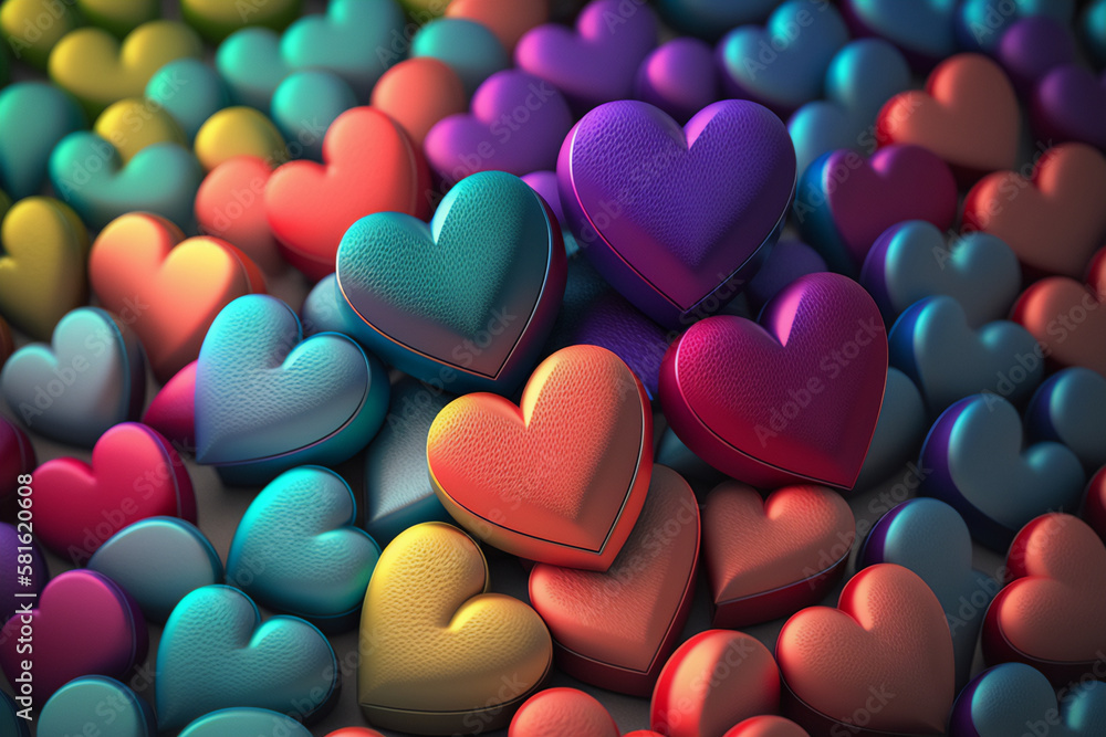An image of a heart-shaped kaleidoscope with a lot of colorful hearts