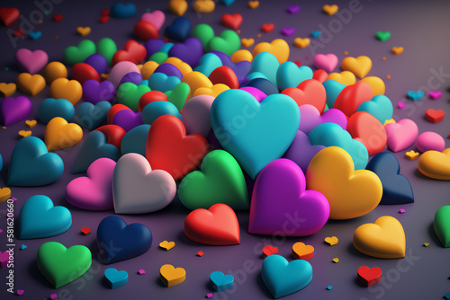 A rainbow of colored hearts photo