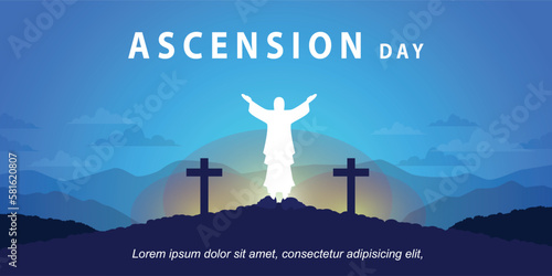ascension day with jesus statue illustration for banner