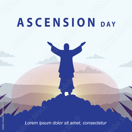 ascension day with illustration of jesus statue on white background