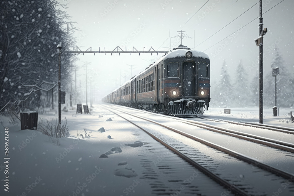 Train in Winter made by generative ai