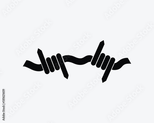 Barbwire Icon Spike Thorns Sharp Barb Wire Fence Security Line Black White Silhouette Symbol Sign Graphic Clipart Artwork Illustration Pictogram Vector