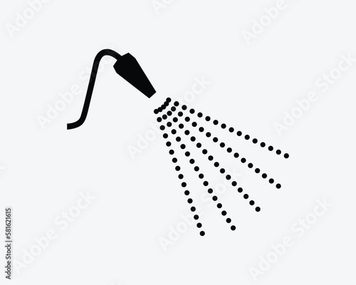 Bidet Spray Hose Bathroom Attachment Splash Water Jet Icon Black White Silhouette Symbol Sign Graphic Clipart Artwork Illustration Pictogram Vector