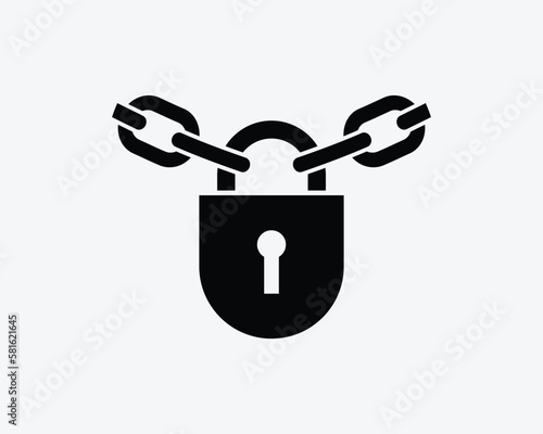 Chain Lock Icon Pad Lock Steel Metal Keyhole Padlock Black White Silhouette Symbol Icon Sign Graphic Clipart Artwork Illustration Pictogram Vector