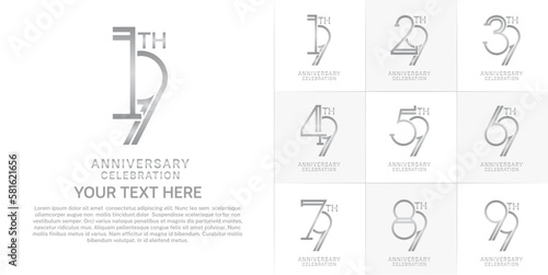 set of anniversary logotype silver color for special celebration event