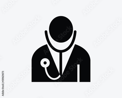 Doctor Icon Medical Healthcare Worker Medic Physician Black White Silhouette Sign Symbol Vector Graphic Clipart Illustration Artwork Pictogram