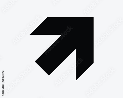 Top Right Arrow Pointing Point Direction Navigation Exit Black White Silhouette Sign Symbol Icon Vector Graphic Clipart Illustration Artwork Pictogram