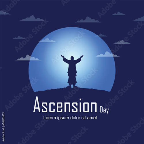 Ascension of Jesus with a statue of Jesus in circle