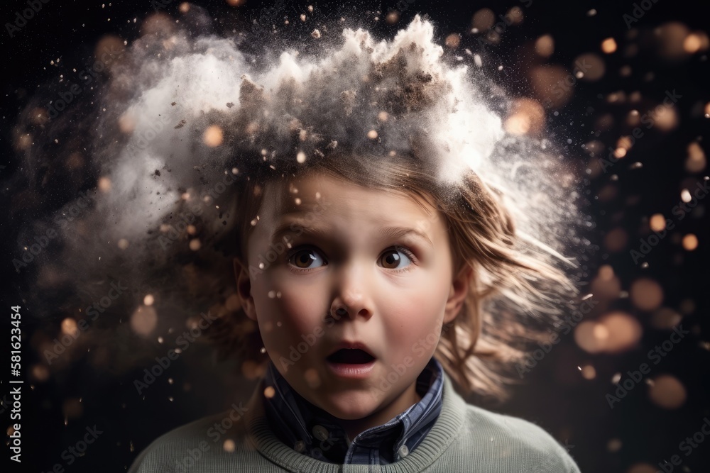 head of a child exploding. generative AI head of a child exploding. generative AI