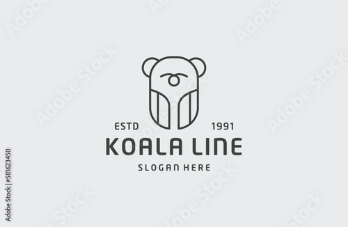 Photography Koala outline logo icon. animal for design. Vector illustration .
