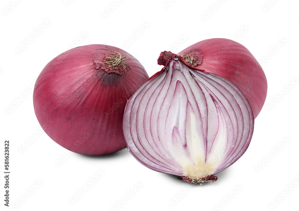 Ripe fresh red onions isolated on white Ripe fresh red onions isolated on white