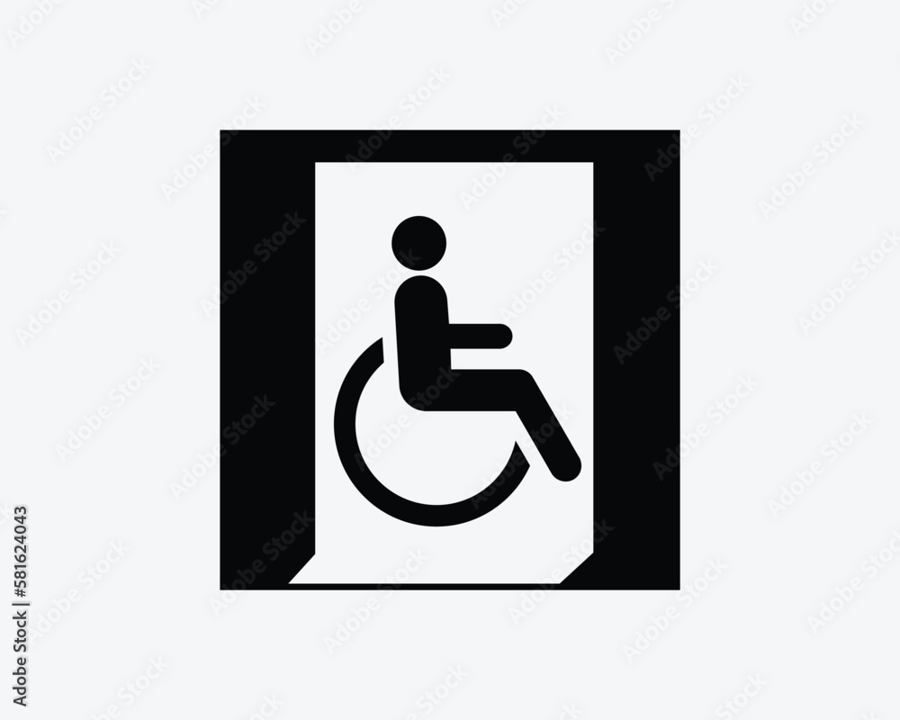 Exit for the Disabled Person People Wheelchair Access Black White  Silhouette Sign Symbol Icon Graphic Clipart Artwork Illustration Pictogram  Vector Stock-Vektorgrafik | Adobe Stock