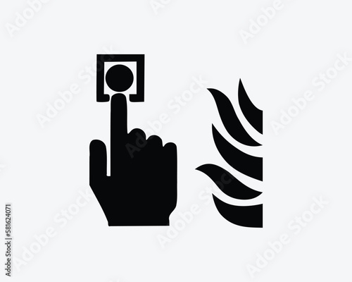Fire Alarm Button Press Emergency Rescue Call Help Black White Silhouette Sign Symbol Icon Clipart Graphic Artwork Pictogram Illustration Vector
