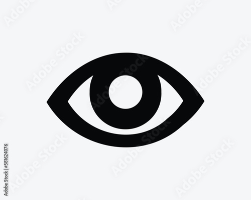 Eye Icon Sight See Seeing Eyesight Black White Silhouette Sign Symbol Vector Graphic Clipart Illustration Artwork Pictogram