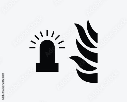 Fire Alarm Flash Flashing Emergency Light Alert Warning Black White Silhouette Sign Symbol Icon Clipart Graphic Artwork Pictogram Illustration Vector