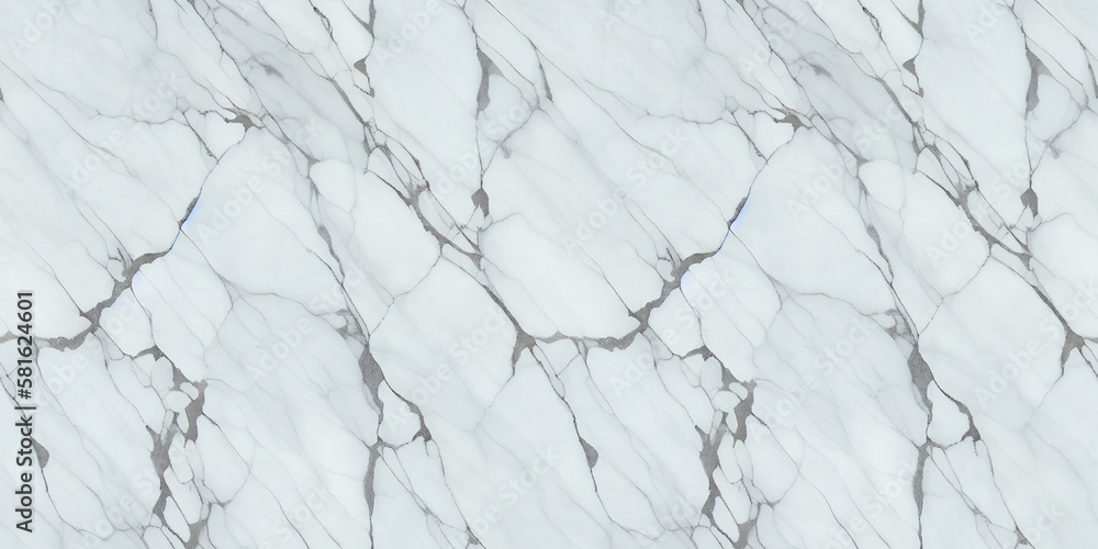 Fototapeta premium Seamless texture of white marble with dark veins, natural stone background. Generative AI