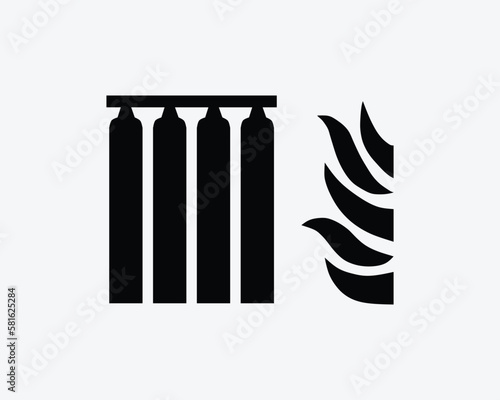 Fixed Fire Extinguisher Suppression System Equipment Black White Silhouette Sign Symbol Icon Clipart Graphic Artwork Pictogram Illustration Vector