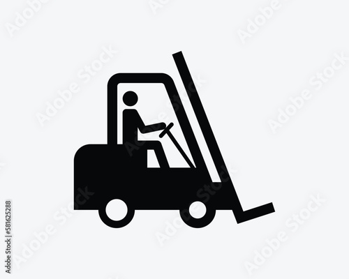Forklift Icon Fork Lift Delivery Loading Loader Truck Hoist Black White Silhouette Symbol Sign Graphic Clipart Artwork Illustration Pictogram Vector