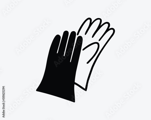 Gloves Icon Hand Glove Rubber Mitten Winter Medical Surgical Vector Black White Silhouette Symbol Sign Graphic Clipart Artwork Illustration Pictogram