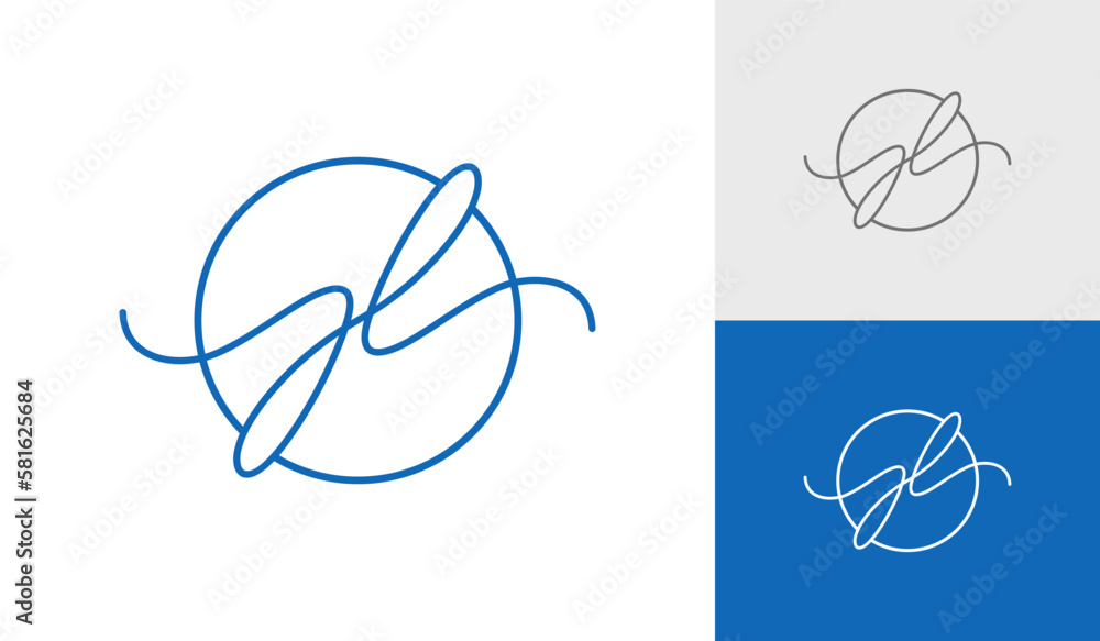 Handwritting or signature letter JL monogram logo design vector