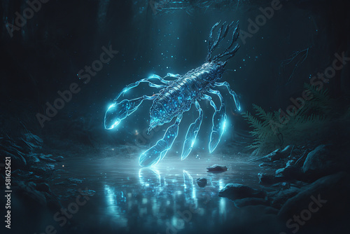 insect, bug, light, magic, totem, crayfish, food, isolated, animal, seafood, claw, lobster, crustacean, shrimp, crab, white, scorpion, shellfish, river, crawfish, black, sea, red, generative, ai