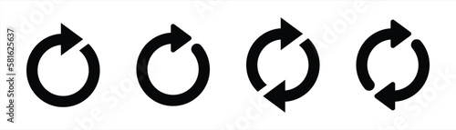 circle arrow icon set. circular arrow icon, refresh, reload, rotation arrow icon symbol sign, vector illustration