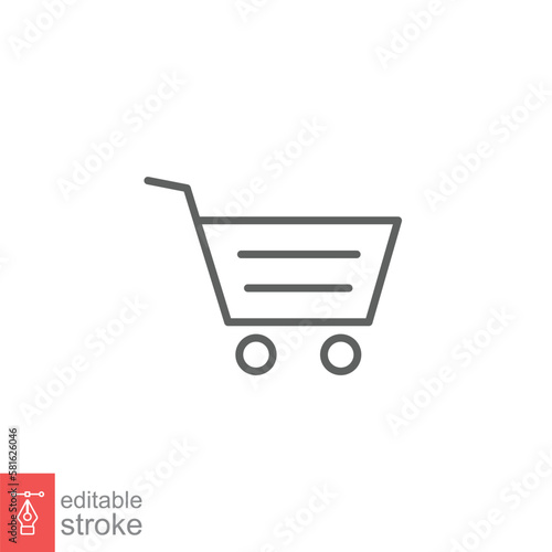 Shopping cart icon. Simple line style for web template and app. Shop, retail, trolley, basket, bag, store, online, buy, vector illustration design on white background. Editable stroke EPS 10.